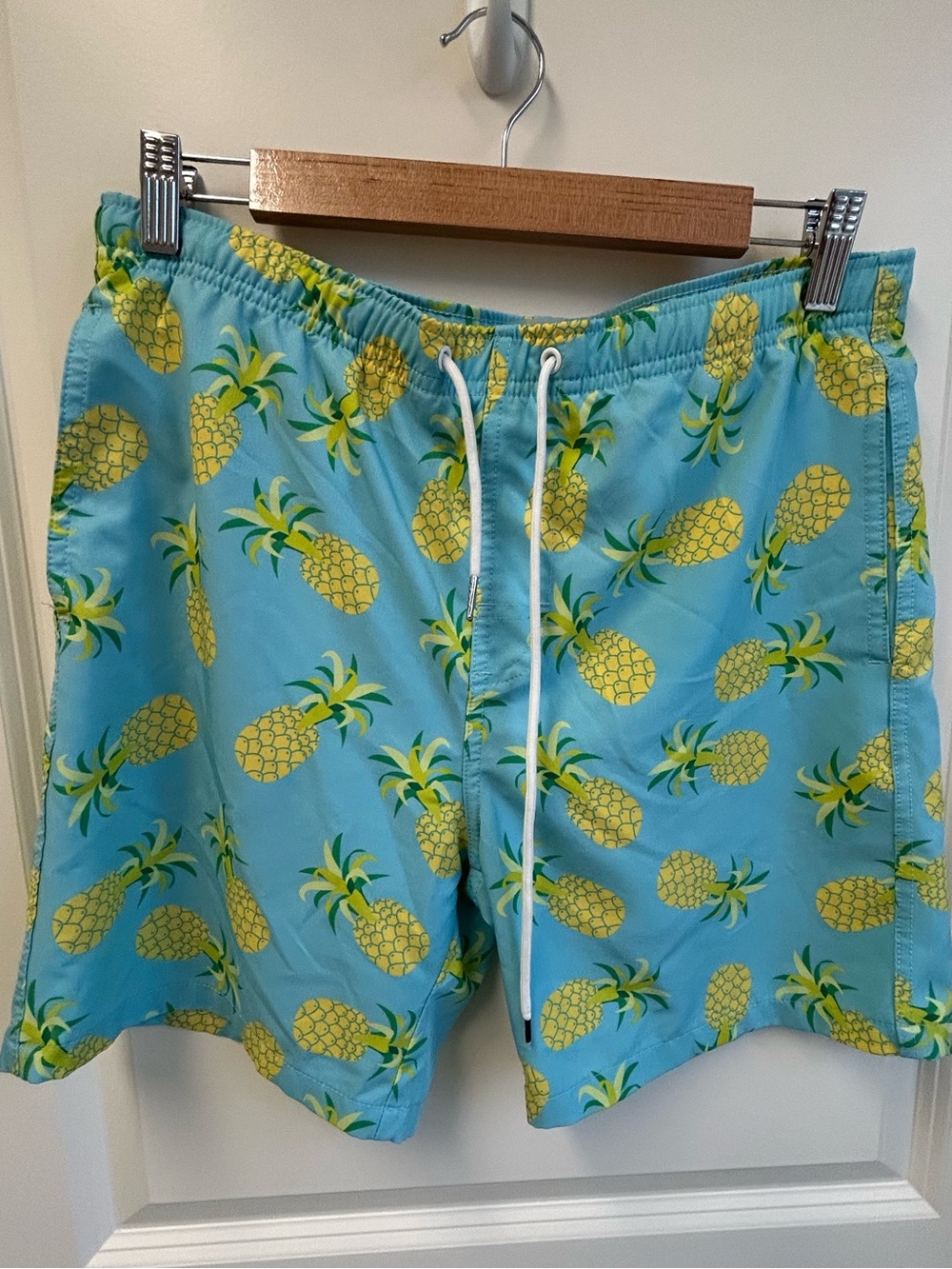 Boys Pineapple Print Swim Trunks - Blue/Yellow large
